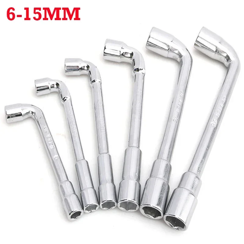 6/7/8/9/10/11/12/13/14/15mm L-shaped Pipe Socket Wrench Double Head Hexagonal Socket Sleeve Spanner Car Hand Repair Tools