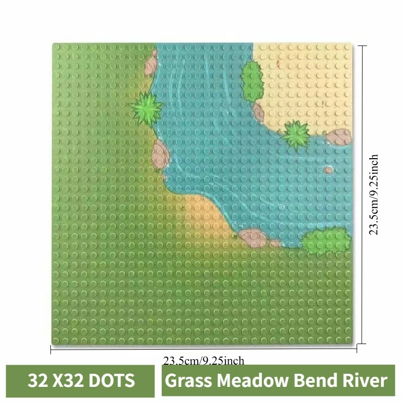32X32 plint voor bouwstenen grasland rivier tropische jungle stad weg serie rechte curve kruispunt montage onderdelen