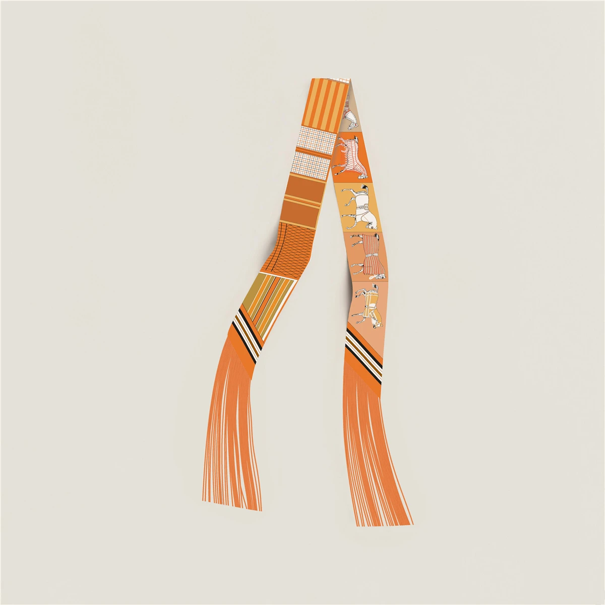 Quastenschal im Modedesign, Marken-Seidenschal für Damen, Haarband, Foulard, Schmaler Taschenschal, Halstuch, Handtaschen-Dekoration