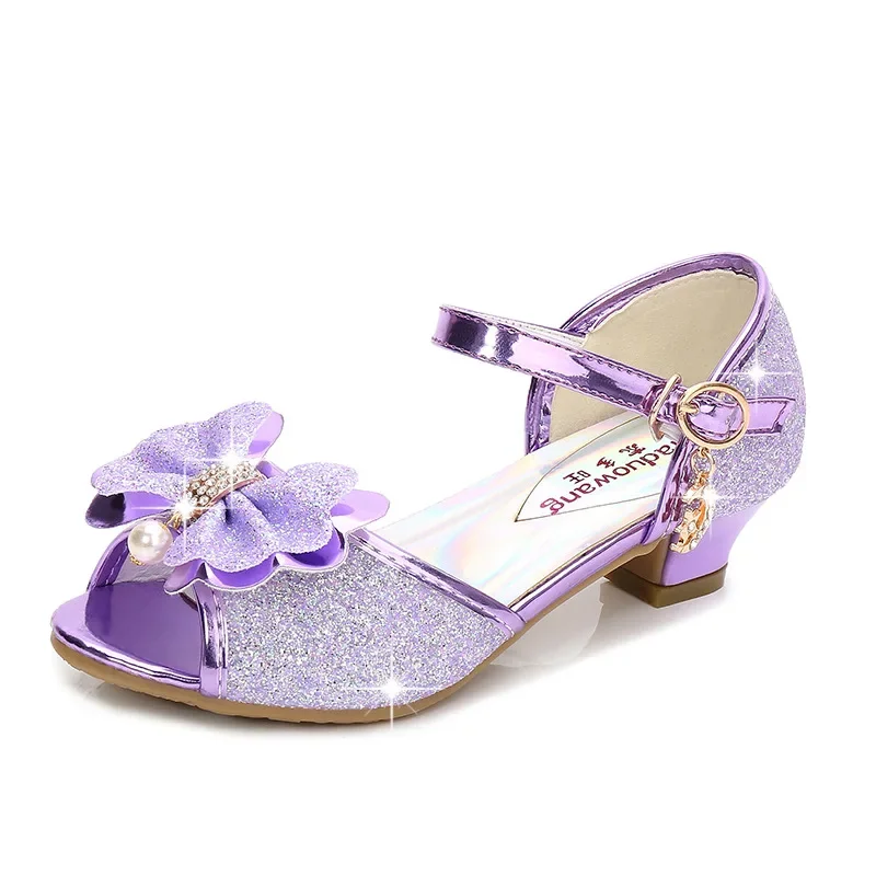 Scarpe da principessa per ragazze Estate Bambini Tacchi alti Open-toe Festa Matrimonio Sandali per bambini Bambini Casual Paillettes Mary Jane Scarpe