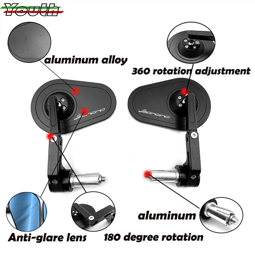 

For BENELLI Leoncino 500 250 800 TRAIL Motorcycle Aluminum Rear View Black Handle Bar End Side Rearview Mirrors