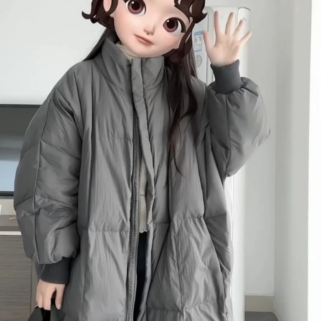 

Новое женское зимнее пуховое хлопковое пальто средней длины в корейском стиле, свободная модная толстая хлопковая куртка выше колена