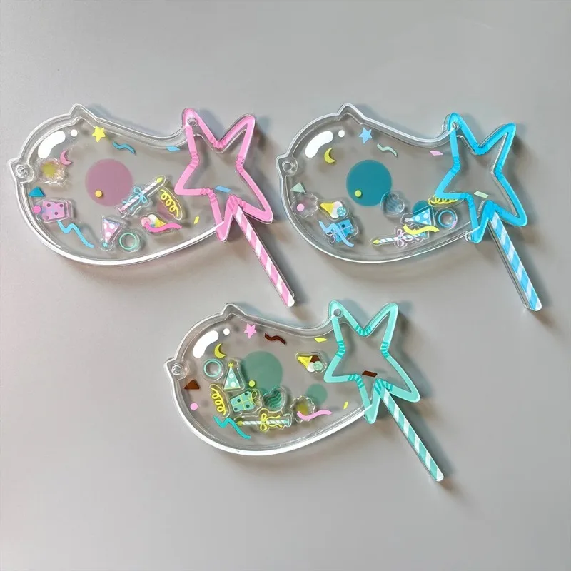 Creative Blowing Bubbles Badge Photo Frame Acrylic Shaker Charm Display Case Anime Merch Badge Storage Holder Desktop Decorative