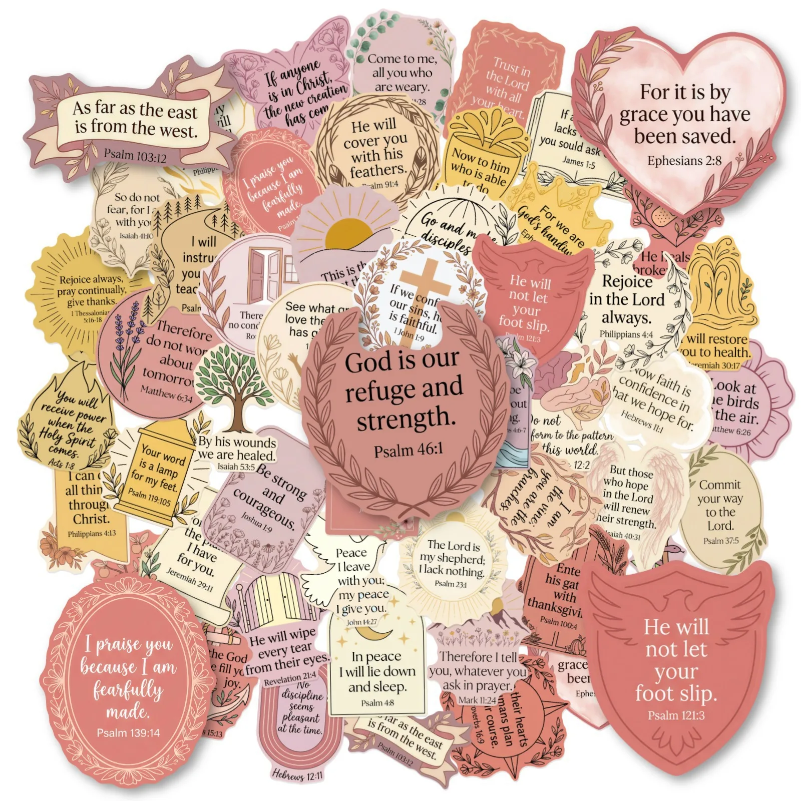50Pcs Inspirational Bible Verse Stickers Jesus Decals For Laptop Scrapbook SkateHelmet  DIY Aesthetic Waterproof Stickers