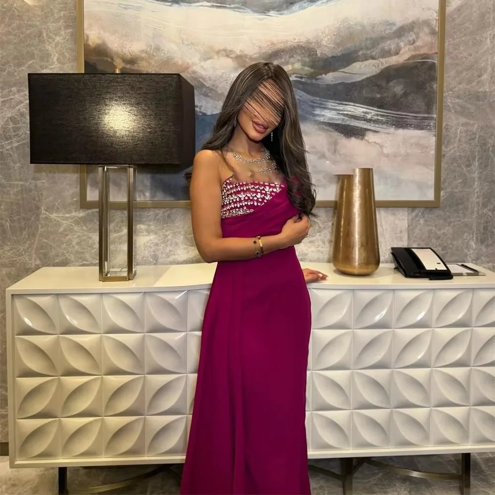 Dostosowane wykwintne suknie wieczorowe bez rękawów Mermaid Charming V Neck Ruched Prom Dress Ruffles Beading Party Gown فساتين سهرة