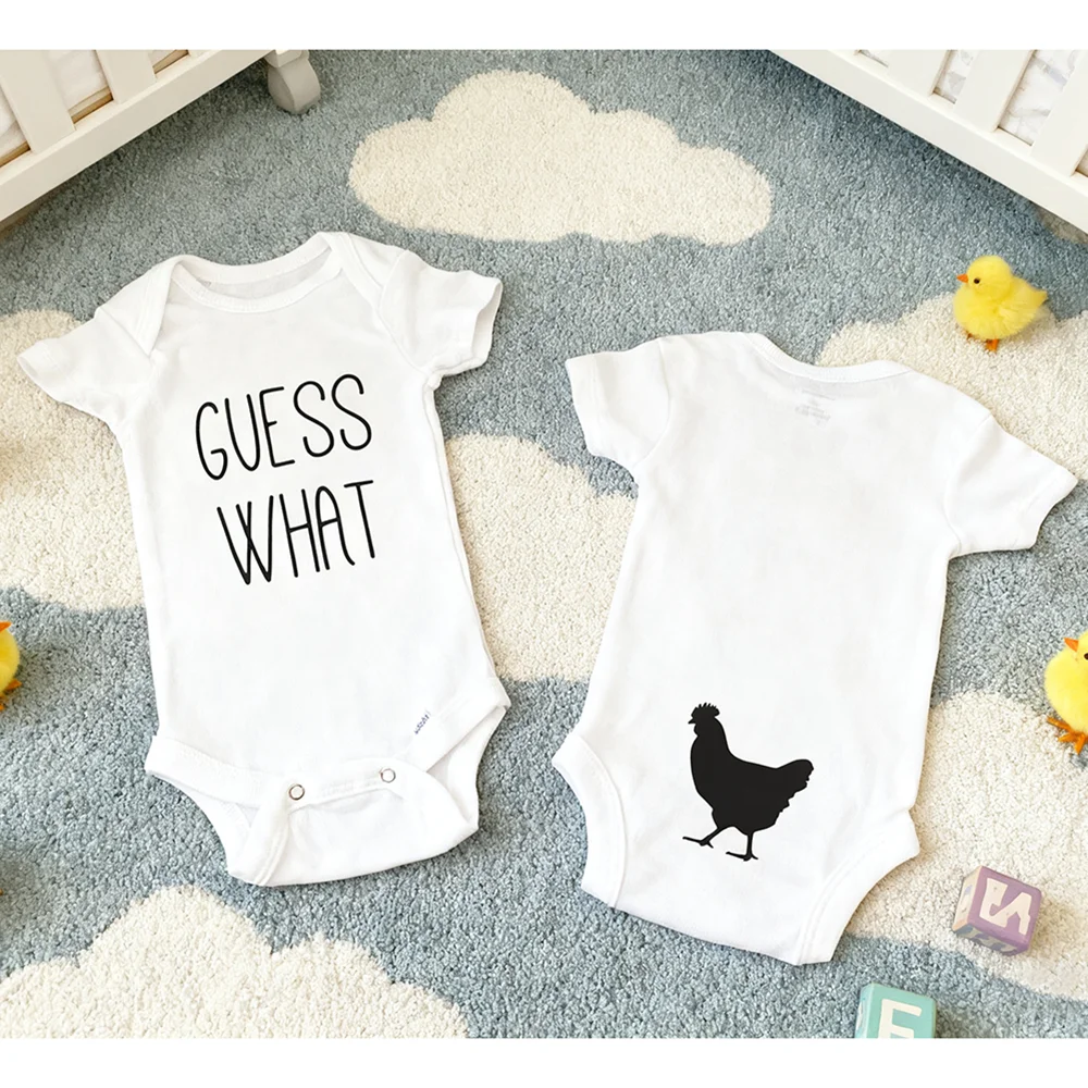 

Guess What Chicken Butt Bodysuit Funny Baby Shower Clothing Baby Unisex Bodysuit Cute Gifts for Gender Reveals Gift for Newborns