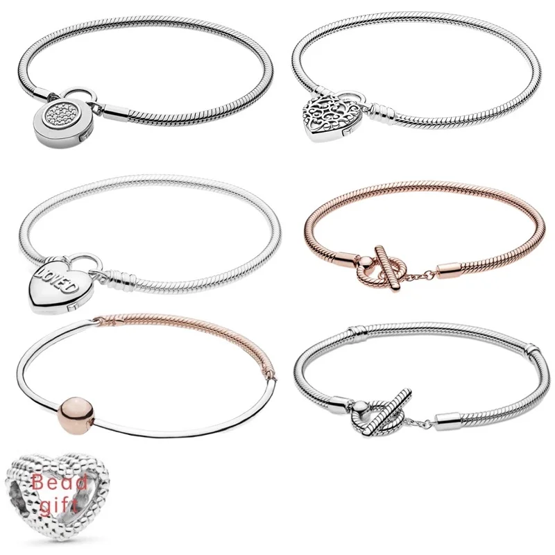 

2024 New High quality Fit original bracelet Charm Women 925 Sterling Silver classic heart DIY jewelry Christmas Gift