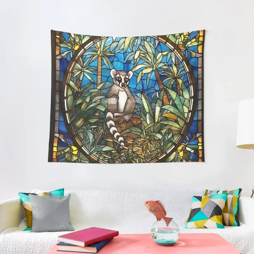 

Stained Glass Lemur Tapestry Wall Hanging Wall Home Decor Accessories Tapestry