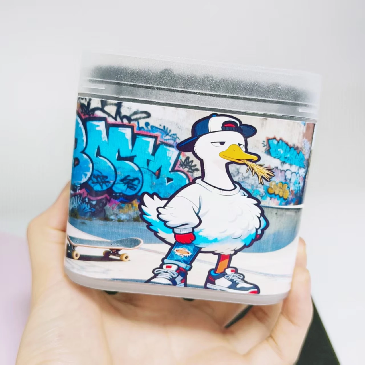 400개(2박스) 그래피티 스타일 거위 무늬 라이프 코튼볼 블랙 박스형 양면 면봉