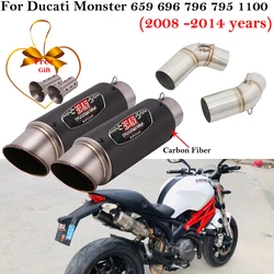 For Ducati Monster 659 696 795 1100 Hypermotard 796 2008-2014 Motorcycle Exhaust Escape Link Pipe Carbon Fiber Muffler DB Killer