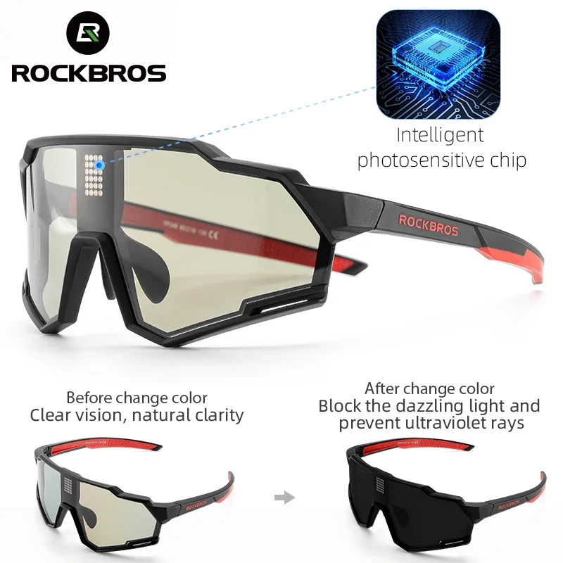 ROCKBROS-Intelligent Liquid Crystal Fotocromático Bike Óculos, Descoloração Polarizada, Sports Ciclismo Eyewear, Óculos De Sol De Bicicleta