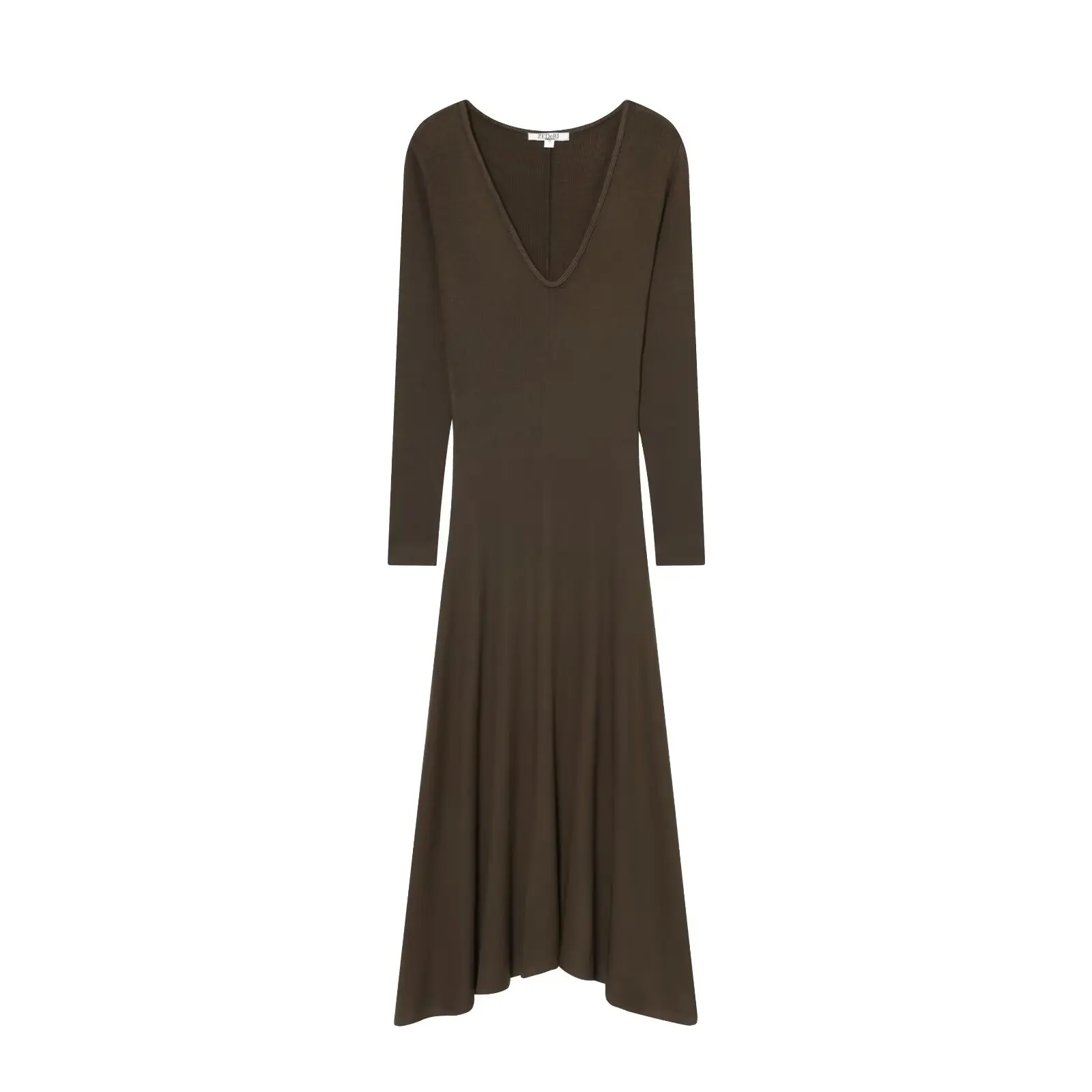 Ele Long Sve V-Ne Pure Color Slim Fit Taille Dr Damen Casual Faion European Sle Polyester H-Sle Autumn Dr