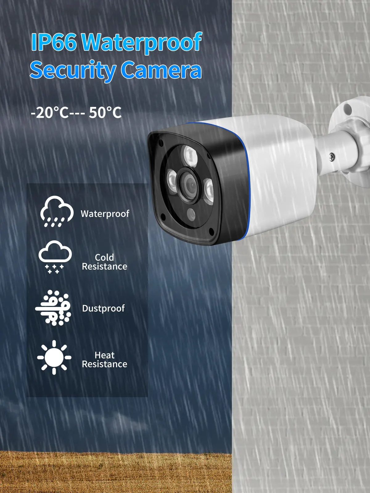 Gadinan 5MP 4MP H.265+ DC 12V 8MP Surveillance Wide Angle Home CCTV Night Vision Outdoor Camera IP Bullet Camera 2.8mm Waterproo