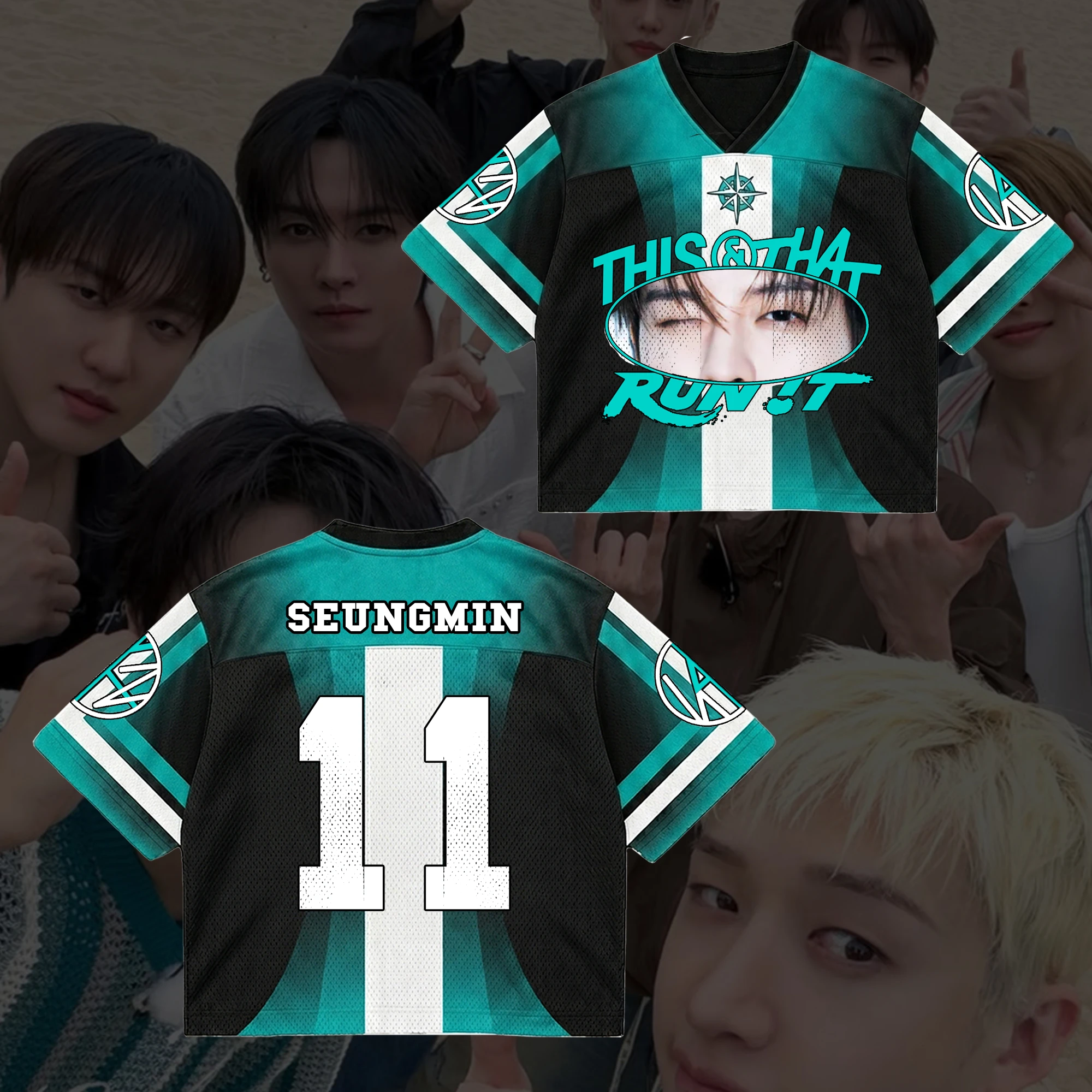 Stray Kids Eye This & That Album Mixed Mesh Jersey Gifts Family Matching Clothing leisure Fashion Comfortable street T-shirt