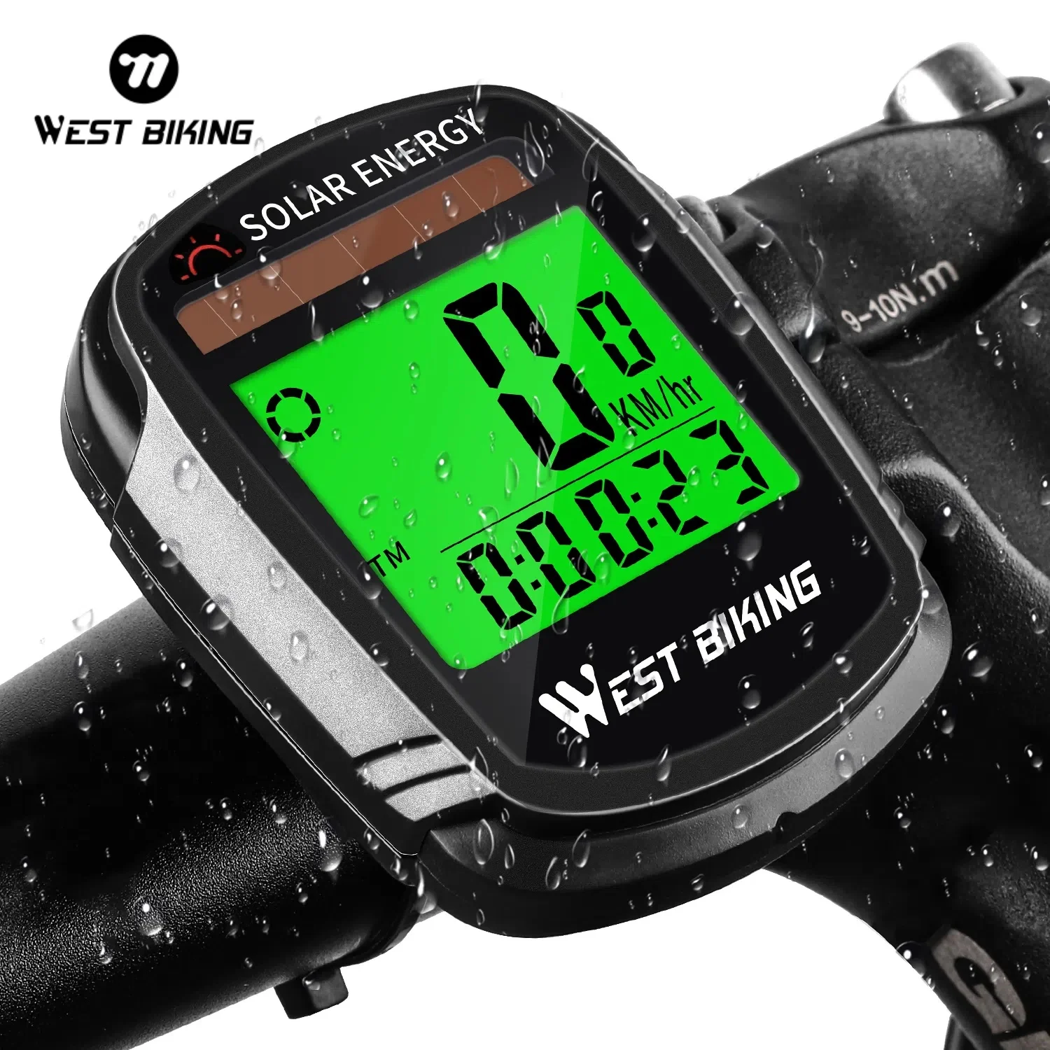 WEST BIKING Solar Powered Bike Computer Wireless Waterproof Bicycle Speedometer Odometer Automatic Wake-up Bicycle Computer