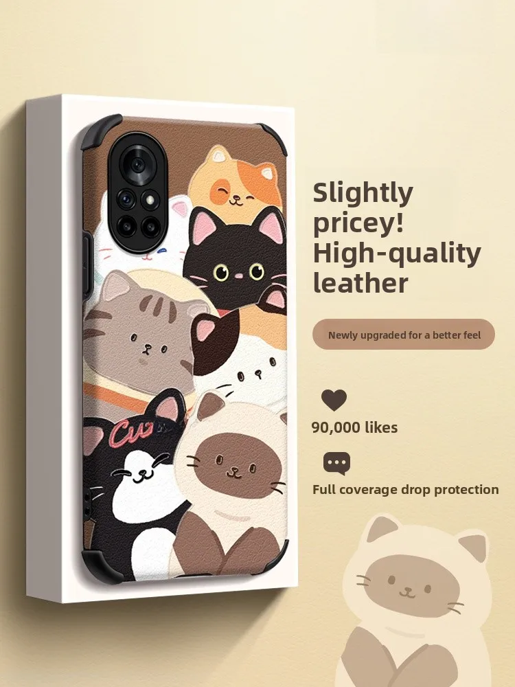 

Adorable Dog Family Inspired Soft Leather Phone Case Full Cover Protection for Nova10 Nova9pro Nova8 Cute Pet Cartoon Design