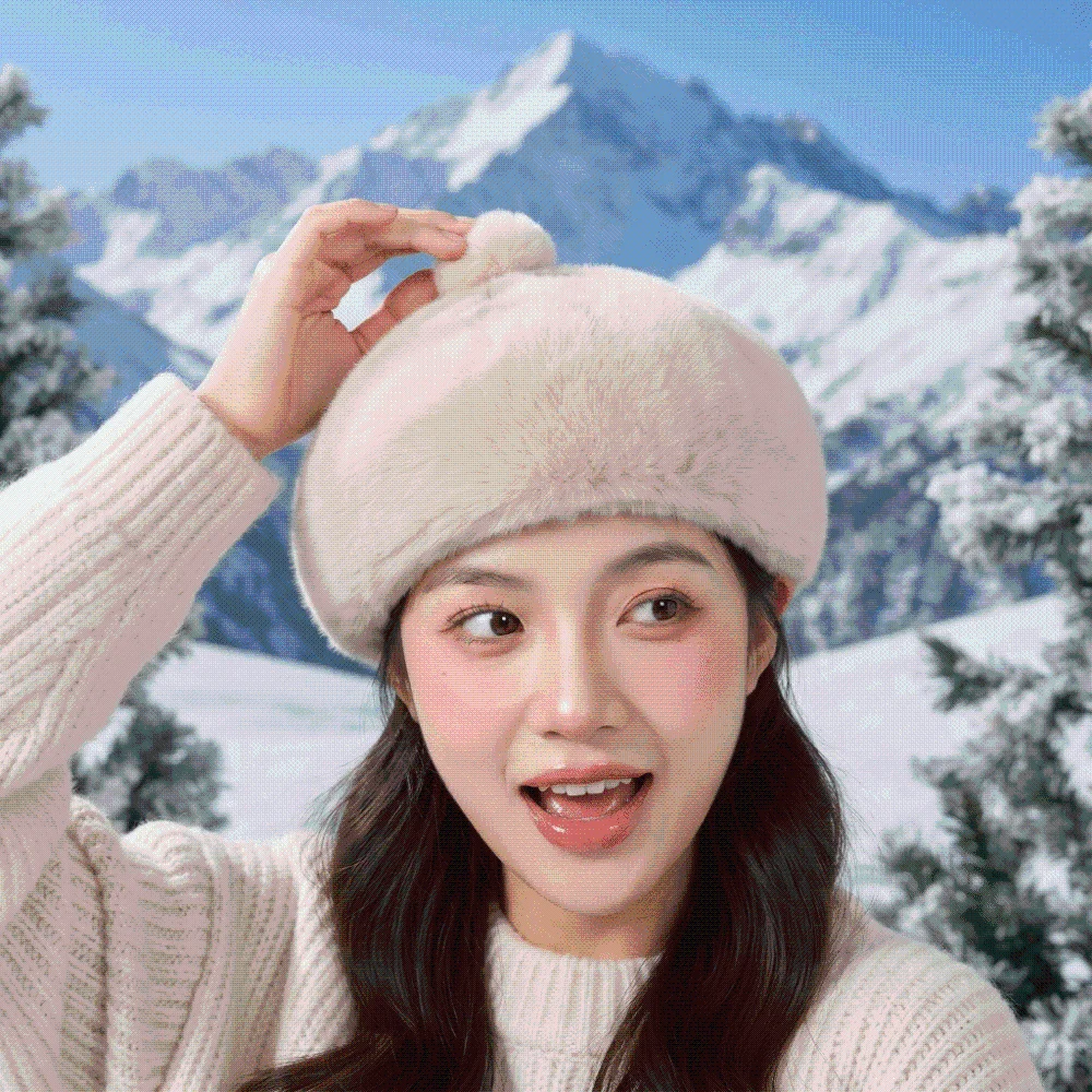 Winter Warm Bonnet Furry Faux Mink Beret Soft Thickened Leopard Print Hat Thermal Comfortable Pumpkin Painter Cap Dating