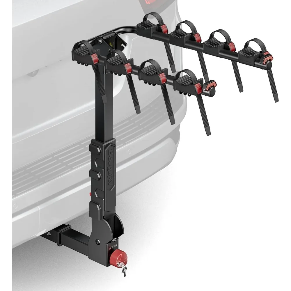 

2024 Enhanced Lockable Bike Rack Hitch for Car, 2/3/4 Bike Carrier for SUV & Truck, Foldable & Tilting for Trunk Access, Easy A
