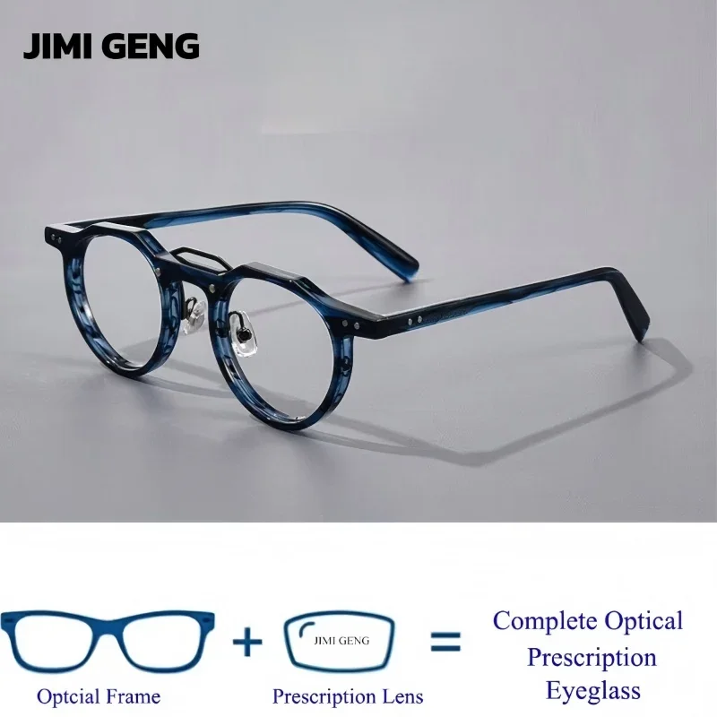 

Retro Brand Design Luxury Round Frame Glasses Frame for Men Women Ultralight Titanium Anti Blue Light Eyeglasses New Fashion