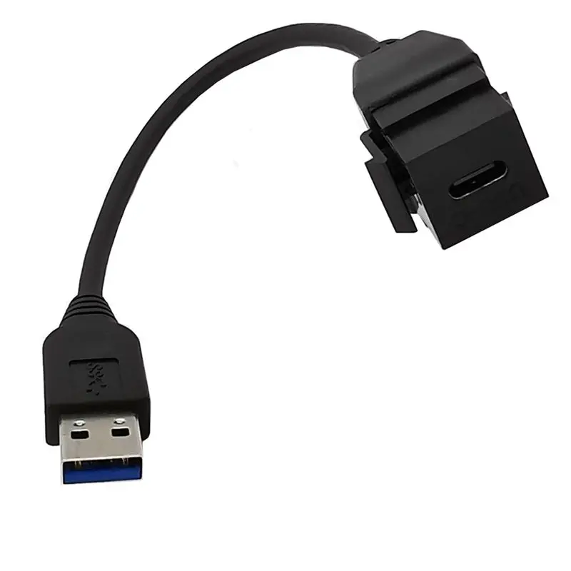 0.2m USB 3.0 Version A Male to USB Type-C Female Ribbon Cable Socket With Buckle Wall Plug Direct Insertion Panel Cable