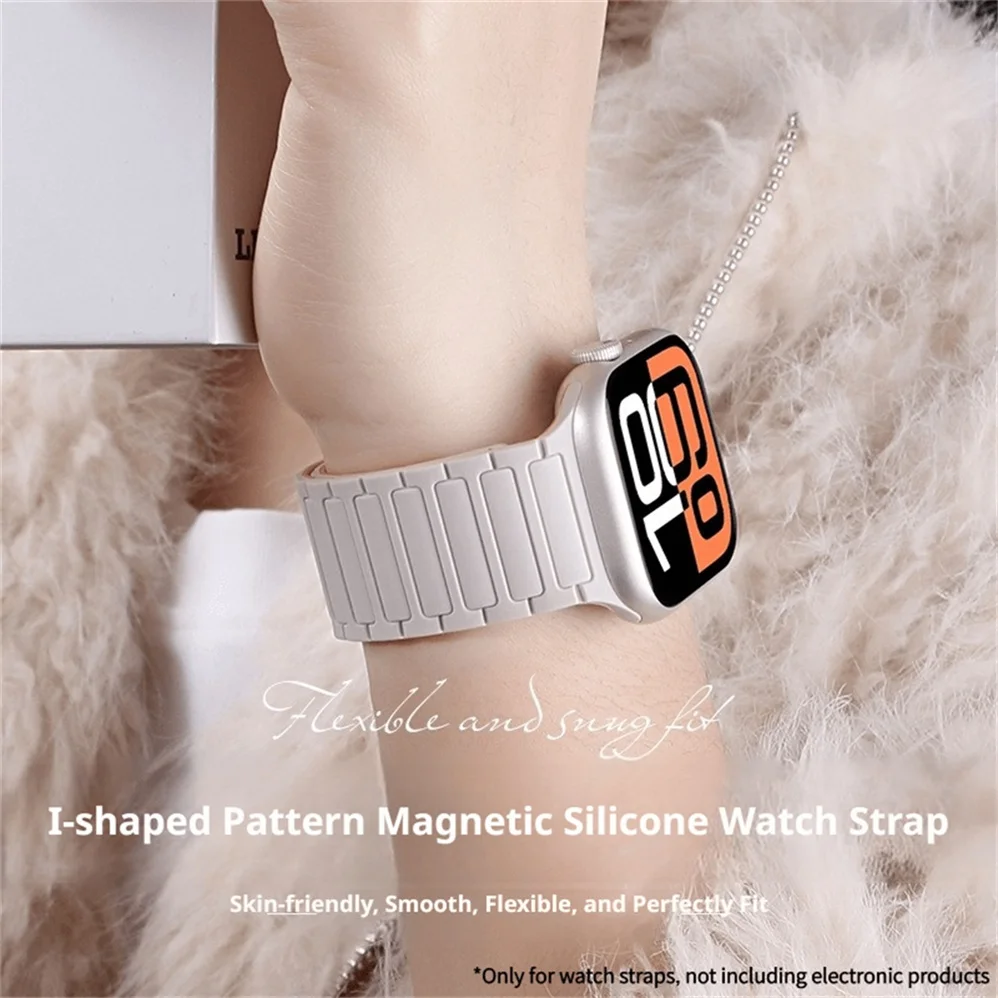Magnetic Silicone Band for Apple Watch Ultra 3 2 49mm 46mm 42mm 45mm 44mm 40 41mm Strap IWatch Series 11 10 9 8 7 6 SE Bracelet