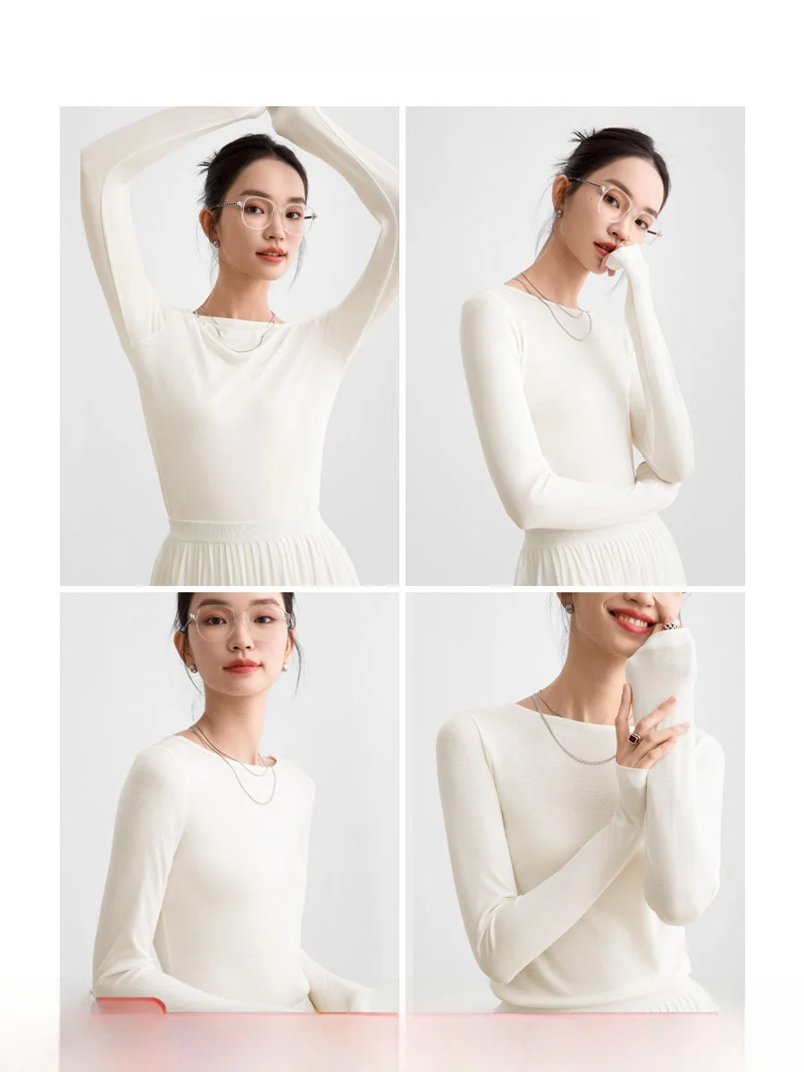 

Новая женская футболка ROCO Spring New Naia Acetate Lanxim с длинным рукавом на одно плечо, универсальная, в стиле ретро, для повседневной носки