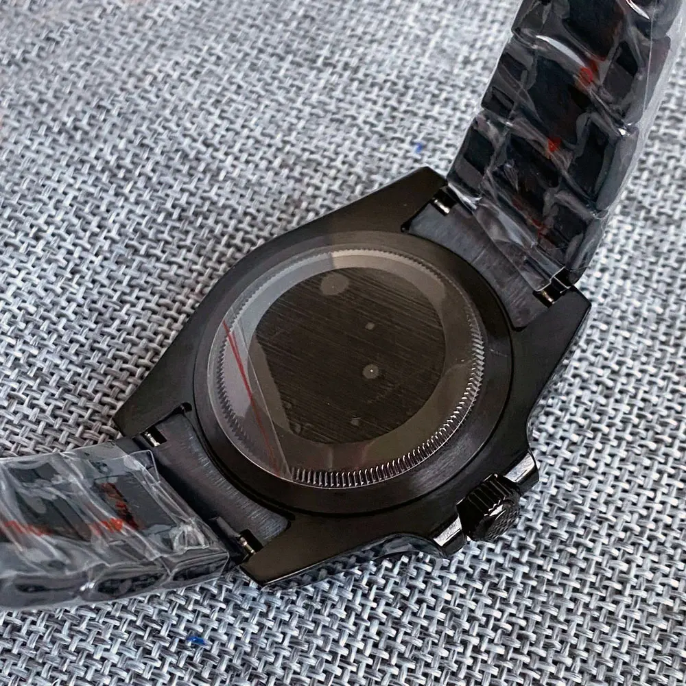 CUSTOM NH35A 40 มม.สีดําเคลือบ PVD DIVER นาฬิกาผู้ชาย Sapphire 200 M กันน้ําอัตโนมัตินาฬิกาข้อมือสําหรับชาย Lume