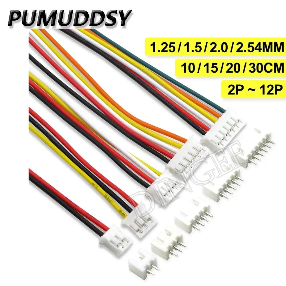 5Sets JST XH2.54 XH ZH PH 1.25mm 1.5mm 2.0mm 2.54mm Wire cable Connector 2 3 4 5 6 7 8 9 10 12 PIN male and female plug Socket