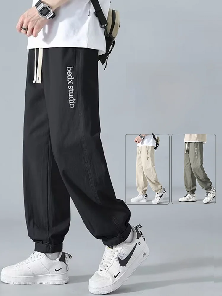 

Bla Casual Loose Workwear Pants for Men Summer Trendy Straight Leg American Retro Sle Breathable Cotton Youth Active Sle