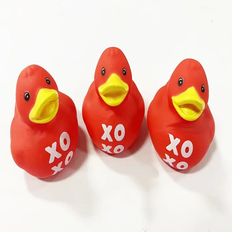 5-30Pcs 2 Polegada Valentine Patos De Borracha em Massa Dia Dos Namorados Rosa Vermelho Branco Roxo Pequeno Coração Patos De Borracha para Piscina