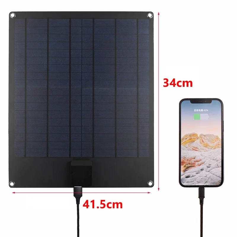 Flexible 100W 5V Waterproof Solar Panel Portable USB +Type C Power Battery Charger for Outdoor Camping Solar Cells Charging