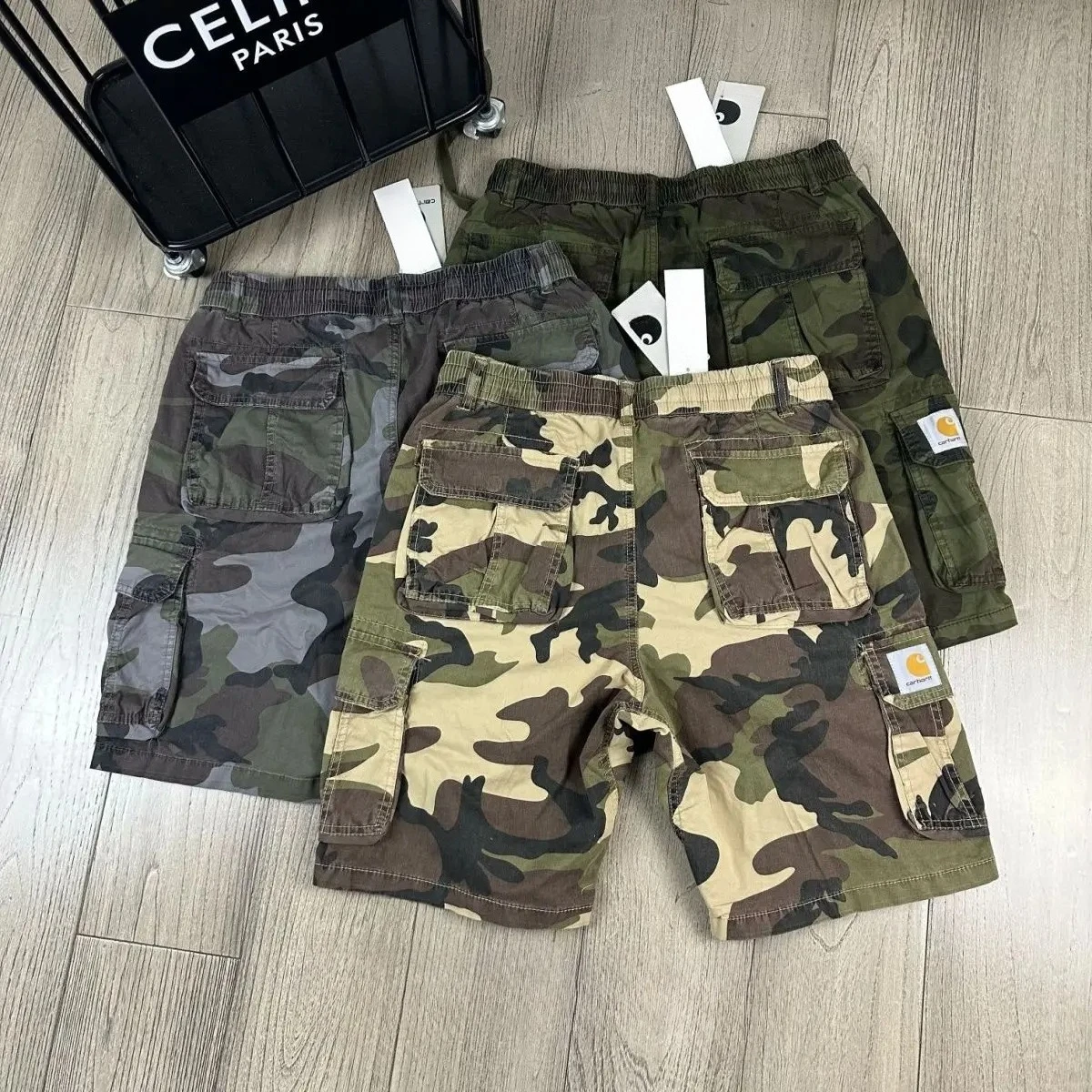 

Summer camouflage tooling shorts trendy brand straight five-point pants loose washed casual pockets men's pure cotton pants