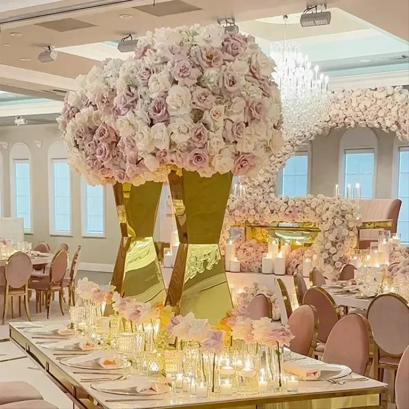 Edelstahl-Blumenständer und Vasen für Hochzeitstischdekorationen, Partydekorationen, 2er-, 4er-, 6er- und 10er-Set – Detail 3