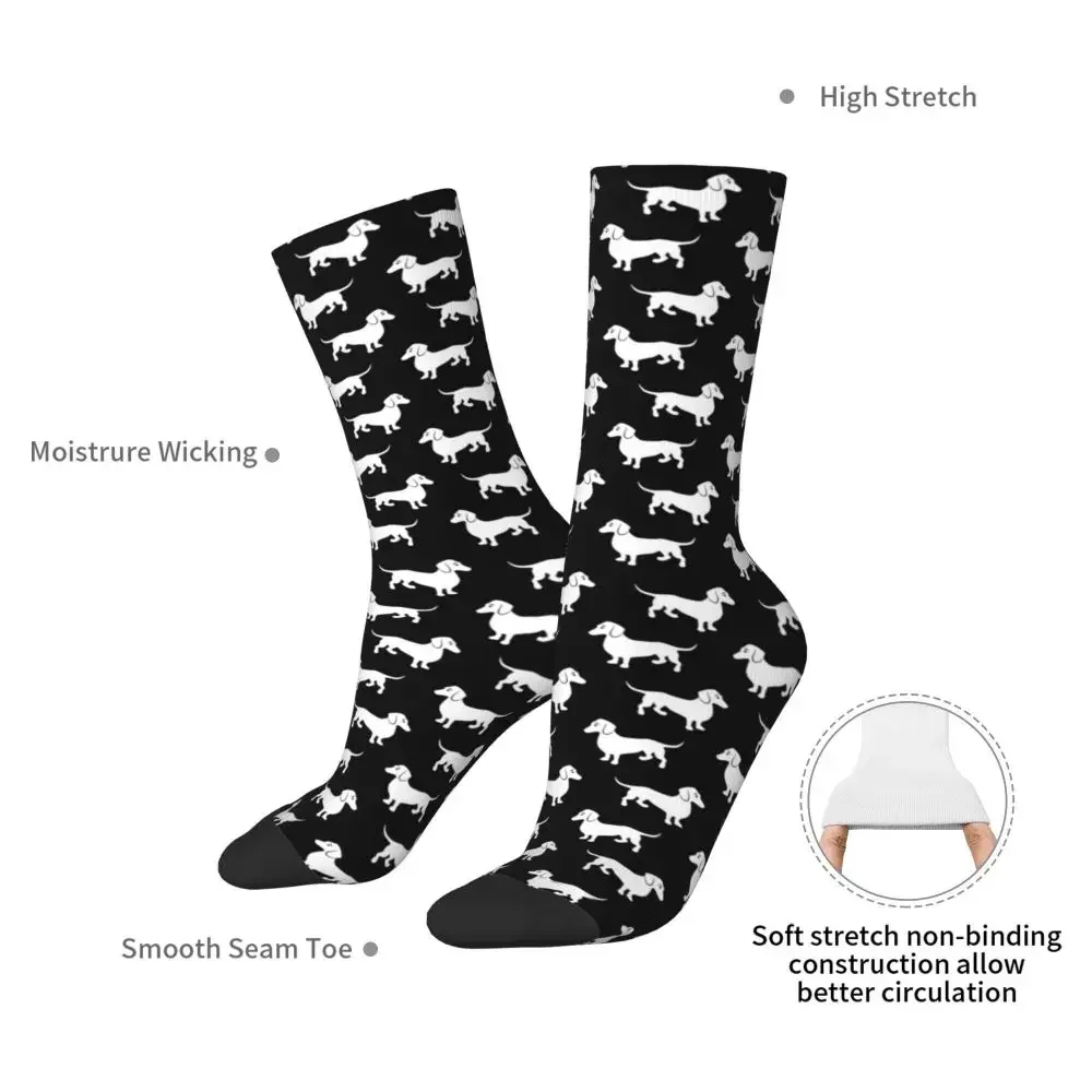 Christmas Dachshund Dog Pattern Dress Socks for Men Women Warm Funny Novelty Badger Sausage Dog Crew Socks