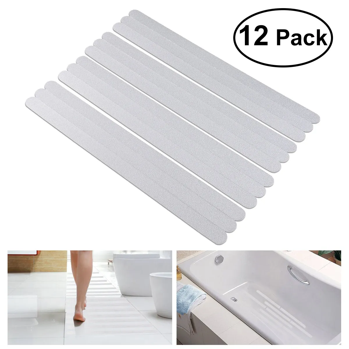 12Pcs White Nonslip Stair Tape Anti Sticker for Stairs Treads Steps Ladders Ramps Scaffolding Permanent Adhesive 38x2cm