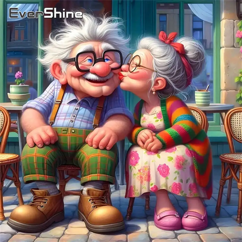Evershine Portrait Diamond Painting Grandpa Grandma DIY Embroidery Old People Acrylic Craft Supplies Mosaic Cartoon Child Gift