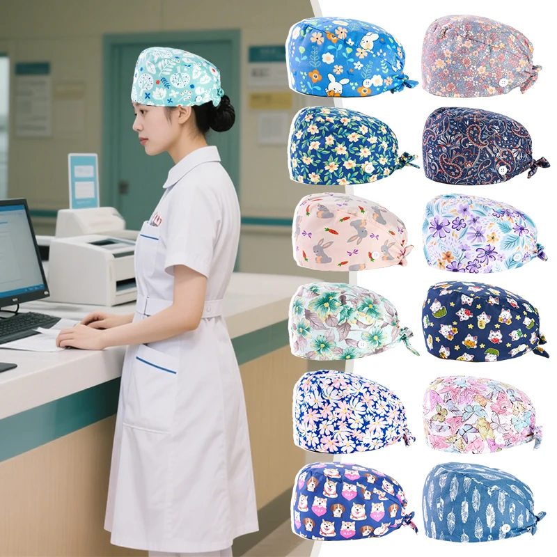 Medische Chirurgische Cap Katoen Verpleegster Klinische Chirurg Hoed Schoonheidssalon Zorg Cap Huisdier Verpleegster Arts Werken Caps Verstelbaar