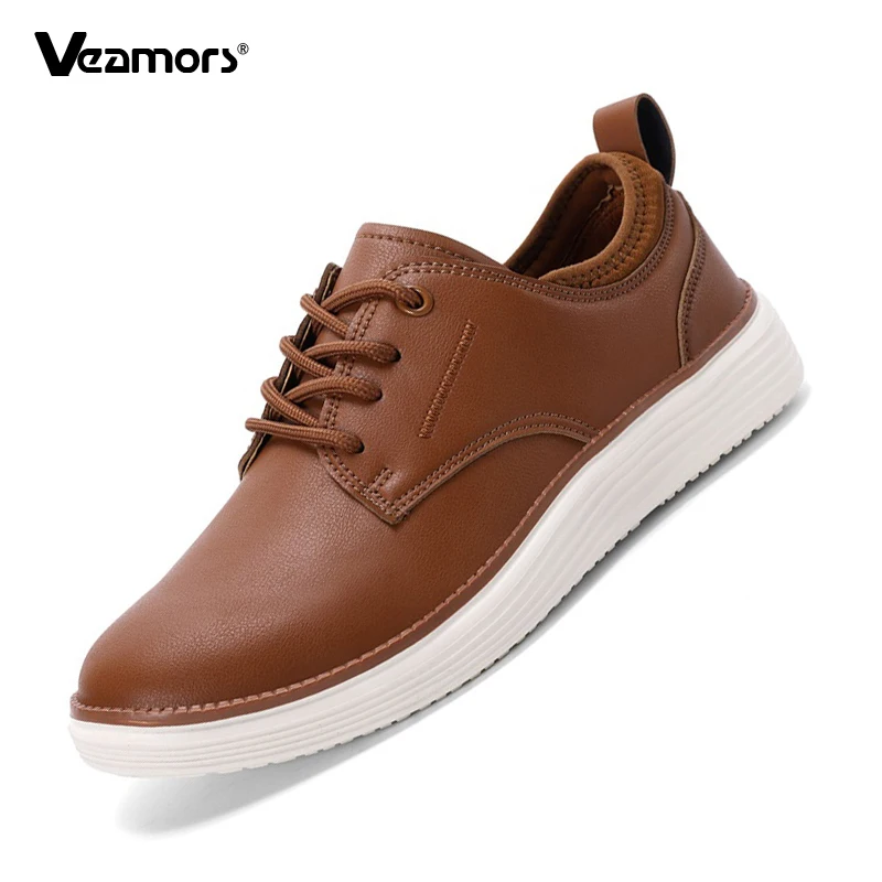Men's Fashion PU Leather Casual Shoes Daily  Walking Shoes Comfortable Business Dress Sneakers  Breathable Lace-up Low Top Shoes