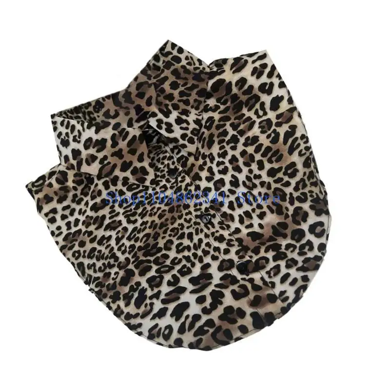 5ASD Women Leopard Snakeskin Print Faux Faux Label Half Shirt قابلة للفصل بلوزة كاذبة أعلى ملحقات ملابس أنيقة