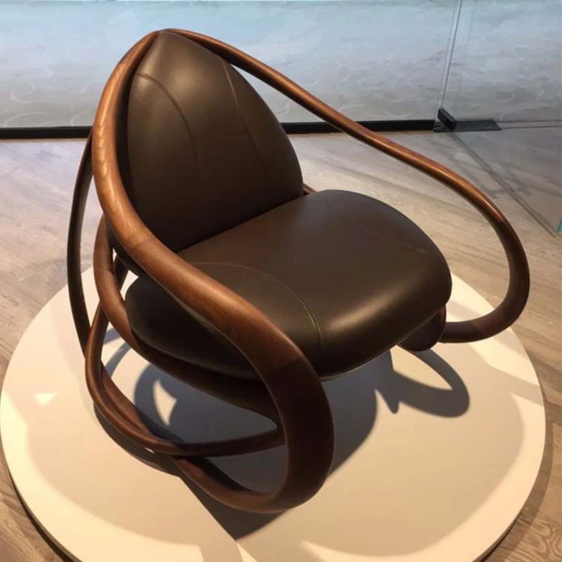 

Giorgetti designer moving rocking chair home living room leisure nappa leather sofa balcony solid wood recliner