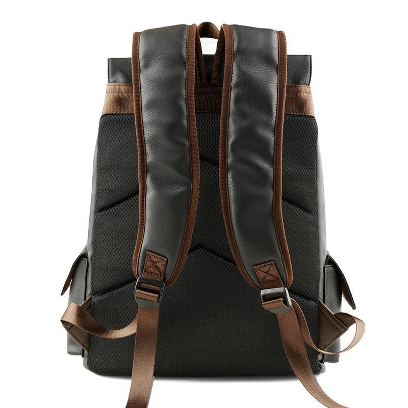 Men‘s Leather Backpack Travel Multi Male Mochila Fashion Large Capacity  For Boy 15.6\