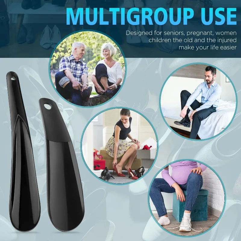 6.29" 7.87" Lightweight Plastic Shoehorn with Long Handle Travel Shoe Horn Helper for Men Women Elderly Footwear Aid