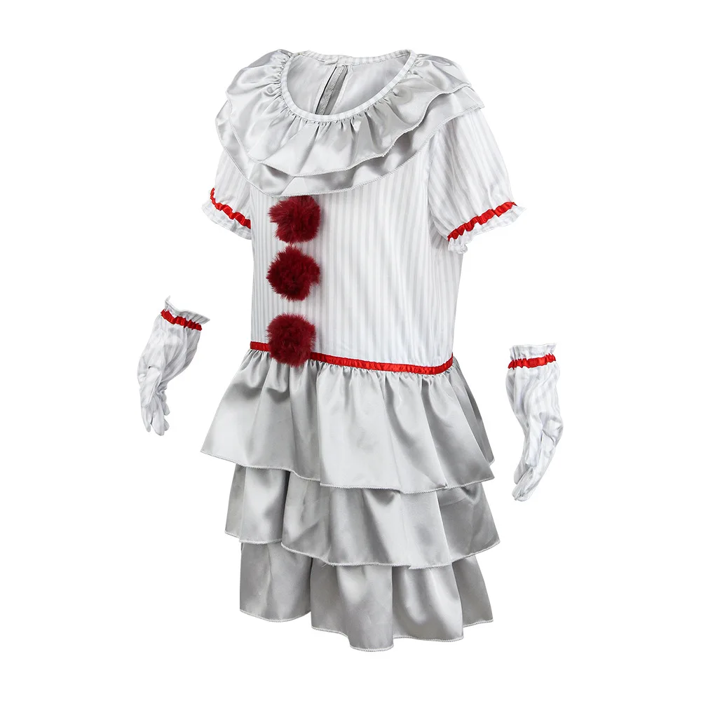 Kids Halloween Joker Pennywise Girls Dress Stephen King It Chapter Horror Clown Dress Christmas Party Costume for Girls