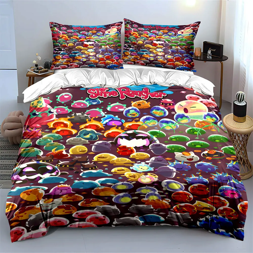 Colorful slime collection, cute and lively Print Bedding Set 1 Duvet Cover 2 Pillowcases for Adult and Children Luxury Gift
