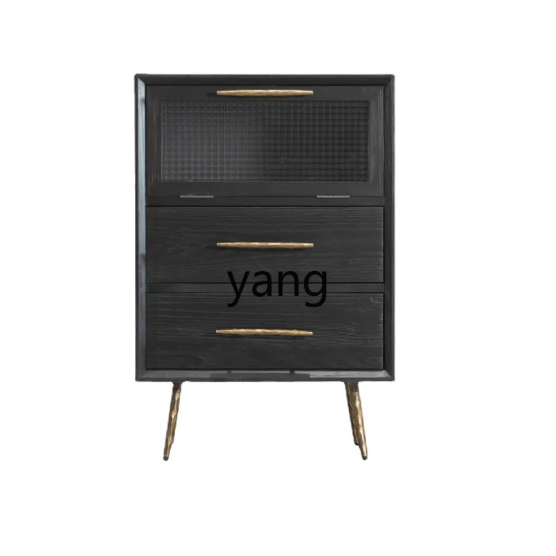 Yjq Solid Wood Dining Cabinet Modern Minimalist Side Cabinet Wall-Mounted Living Room Home Storage Wine Cabinet