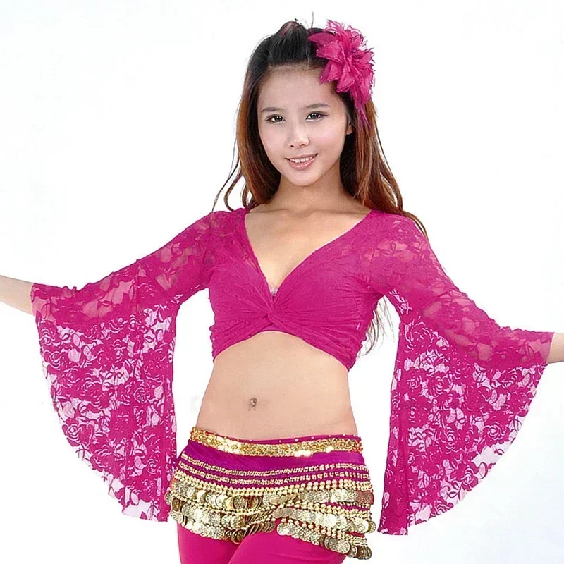Dança do ventre bolero renda superior blusa queimada feminina sexy renda superior roupas de dança feminina cor 13