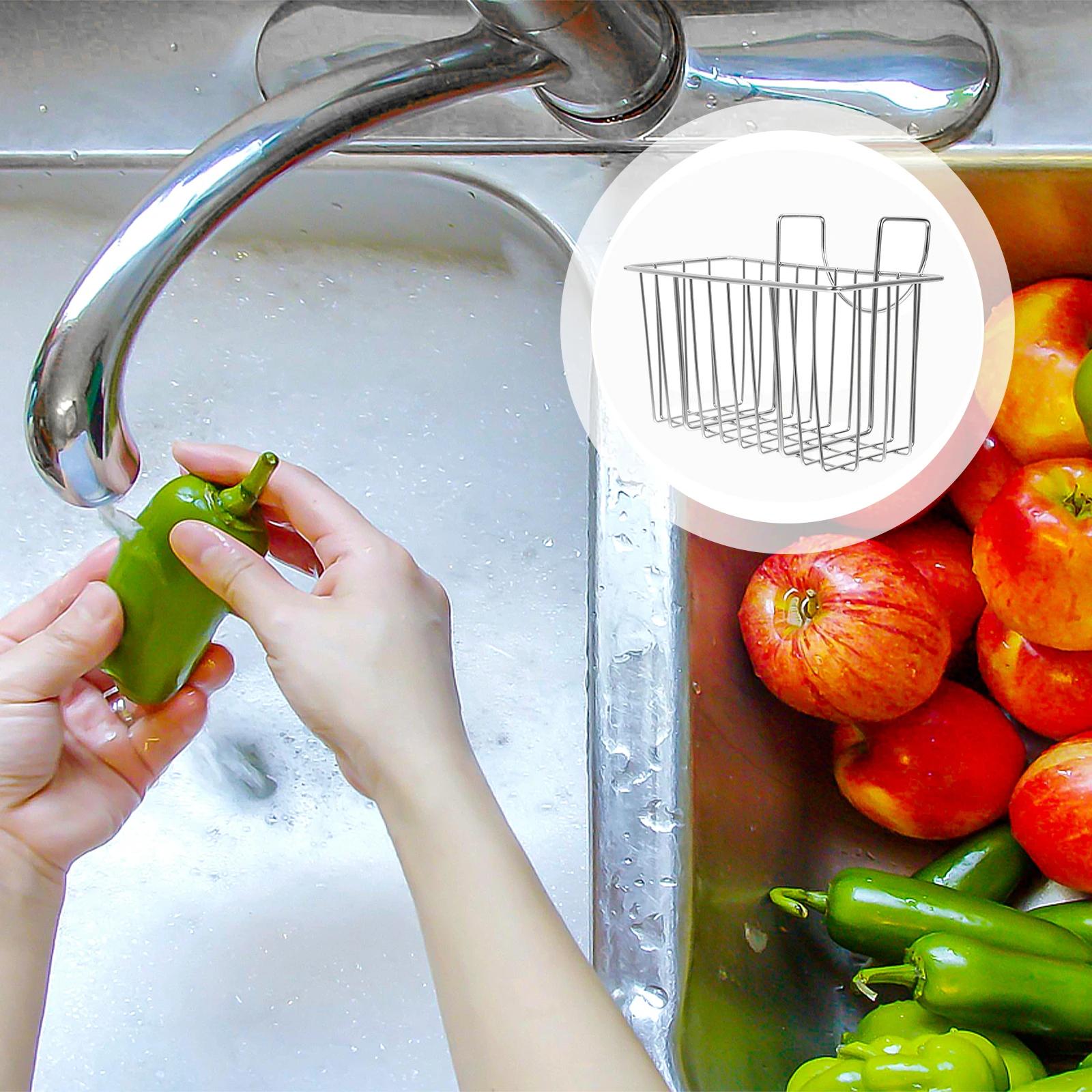 

Sink Rack Drainer Dish Dryer Sponge Holder Kitchen Organizer Brush Storage Box No Installation Elastic Water for Kitchen