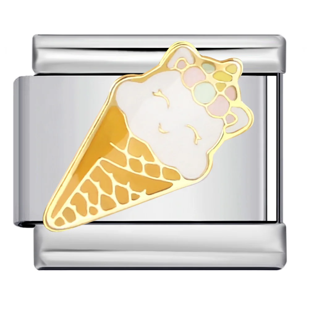  URING العصرية لذيذ الحليب القهوة كيك تحلية رابط إيطالي صالح 9 مللي متر الفولاذ المقاوم للصدأ سوار Charm بها بنفسك صنع خرز للمجوهرات #3