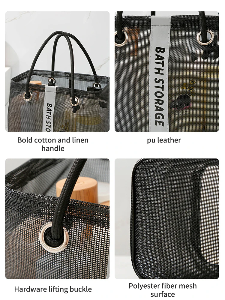 Zusammenklappbarer Mesh-Abflusskorb, 2-in-1, Reise-Toilettenartikel, Schwimmen, Organizer, großer tragbarer Tragegriff, umweltfreundliche Aufbewahrung – Detail 6