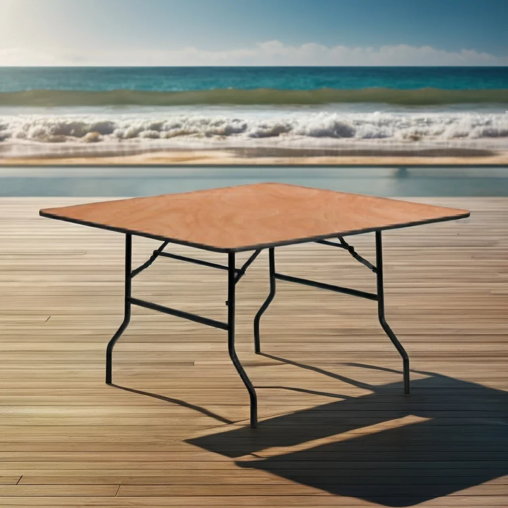 Modern Outdoor Portable Folding Banquet Square Table Set Square Wood Hotel Furniture for Wedding Events Plastic Round Pattern